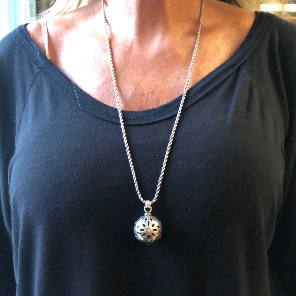 Brighton Silver Flower Ball Necklace with Crystals